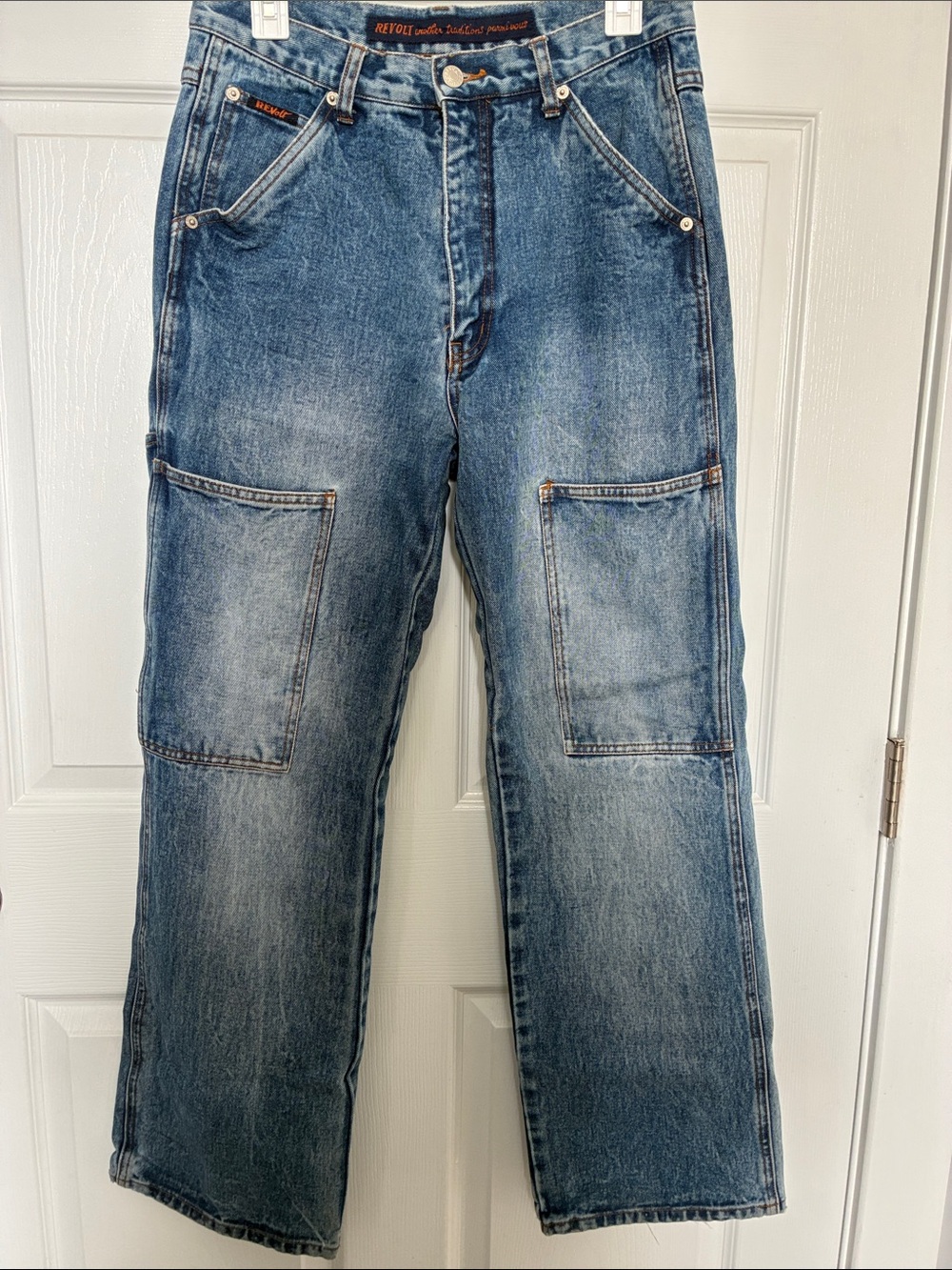 Revolt Jeans Women's High-Rise Faded Blue Carpenter Jeans